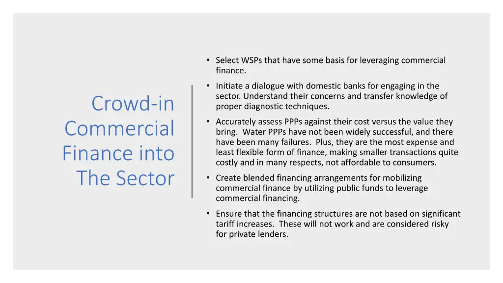 select wsps that have some basis for leveraging