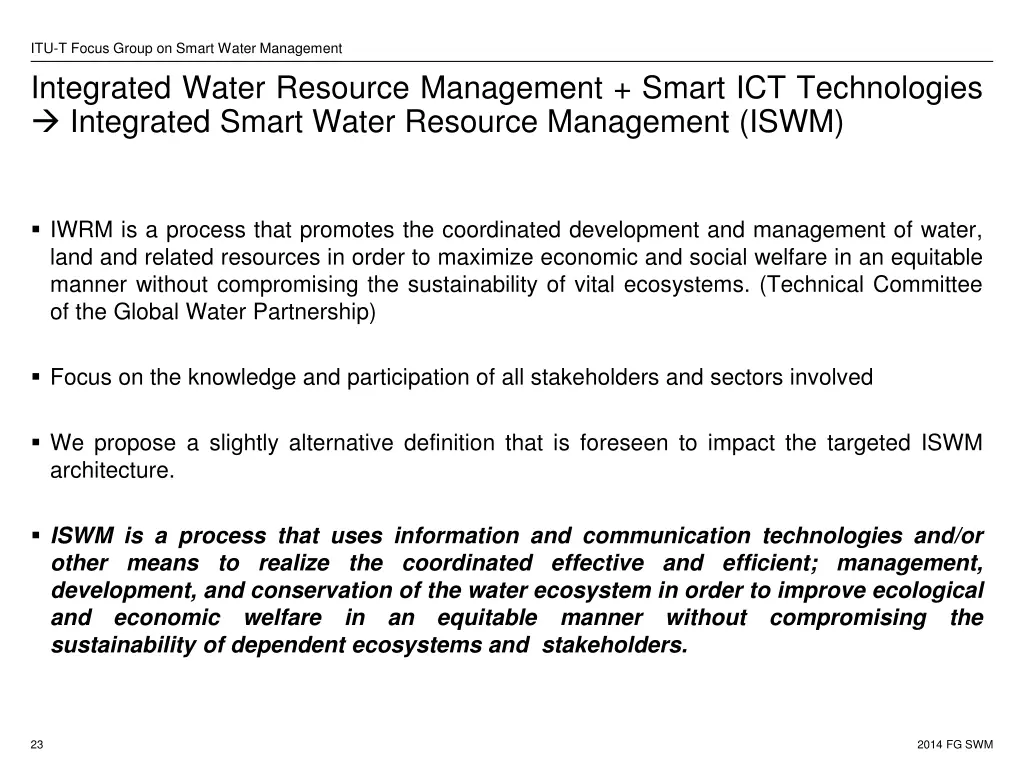 itu t focus group on smart water management 18