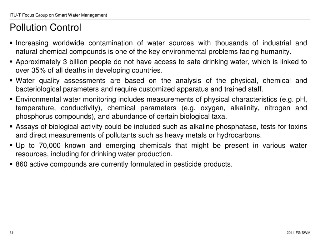 itu t focus group on smart water management 22