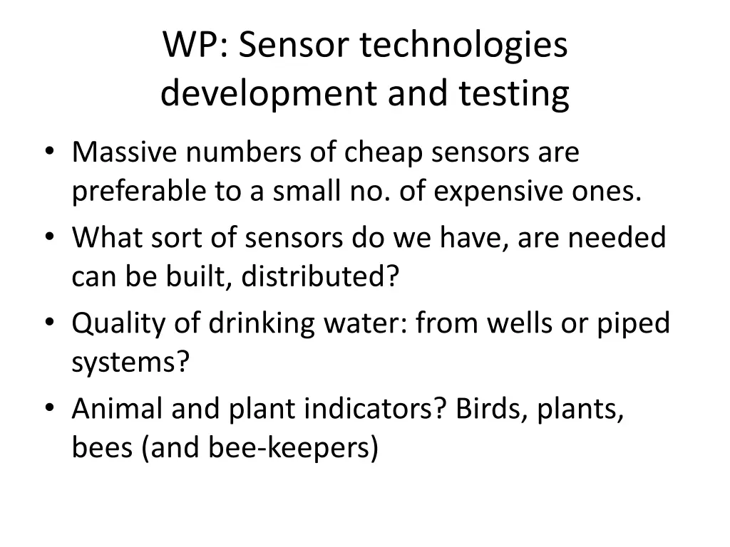 wp sensor technologies development and testing