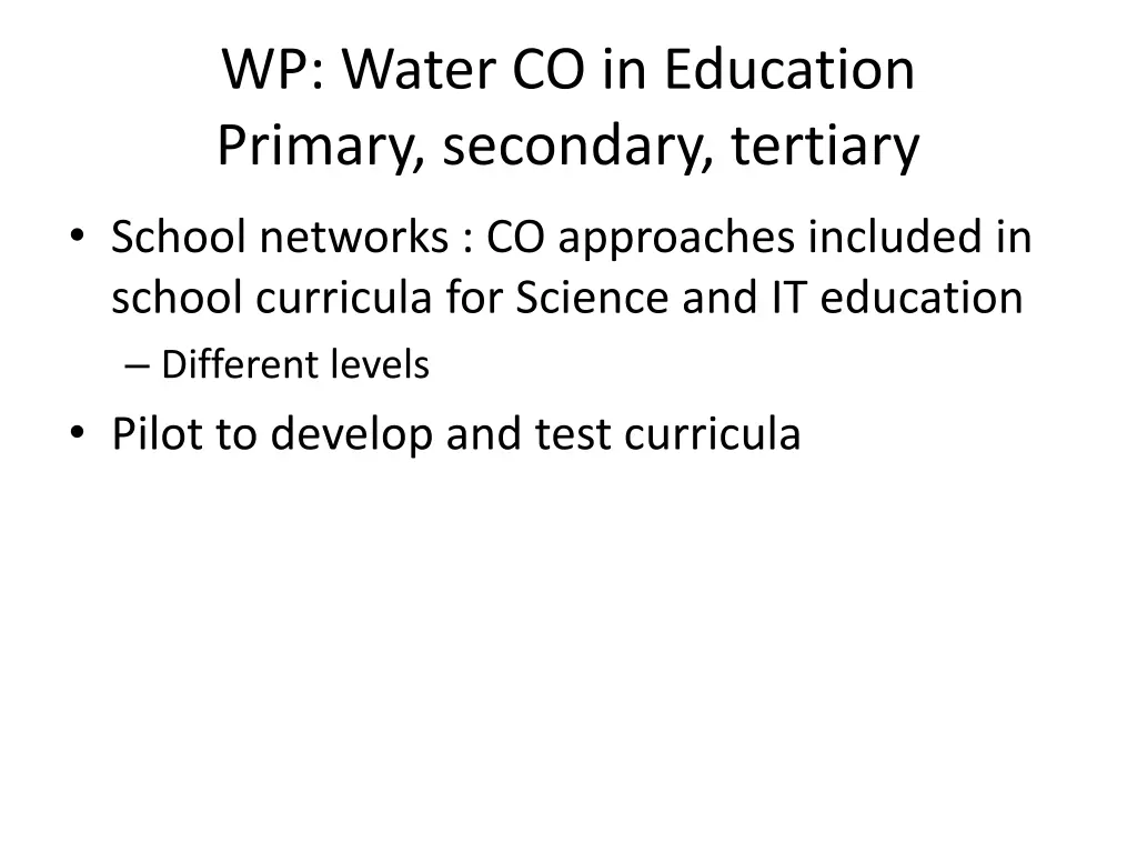 wp water co in education primary secondary