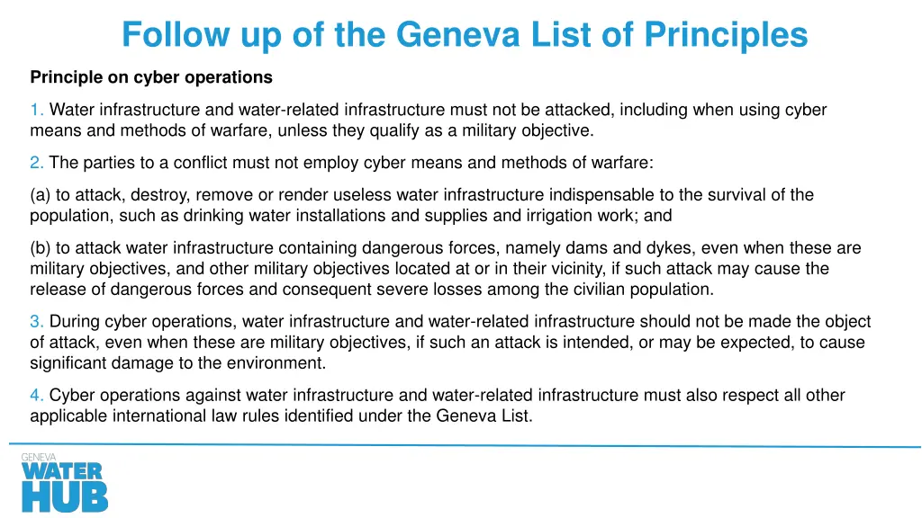 follow up of the geneva list of principles