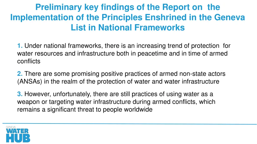 preliminary key findings of the report