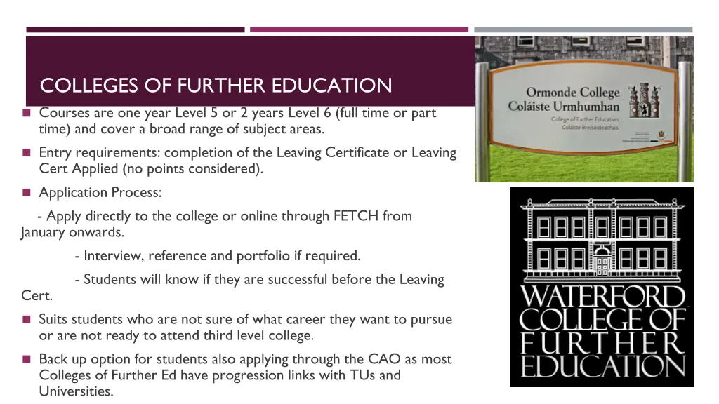 colleges of further education courses