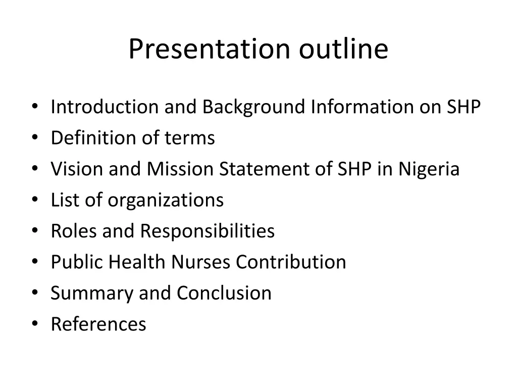 presentation outline