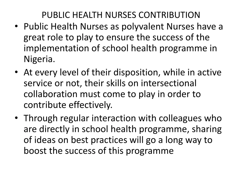 public health nurses contribution public health