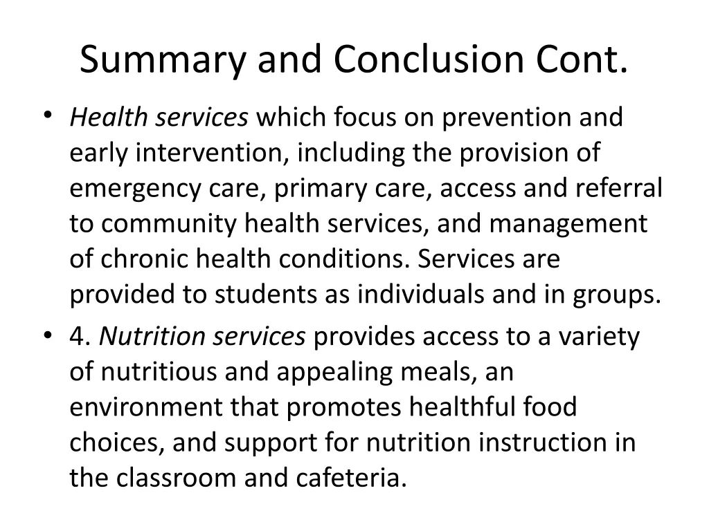 summary and conclusion cont