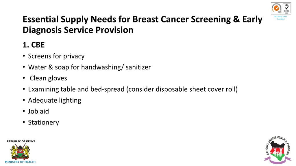 essential supply needs for breast cancer