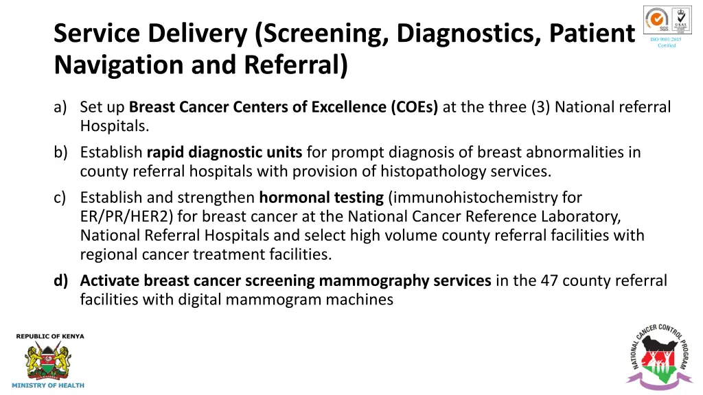 service delivery screening diagnostics patient