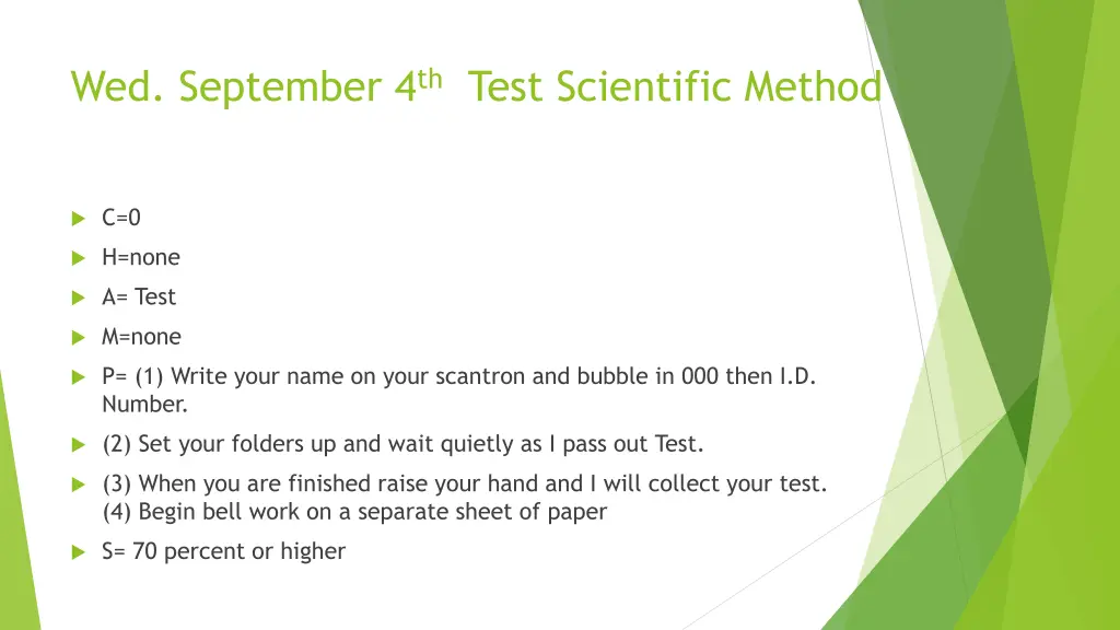 wed september 4 th test scientific method