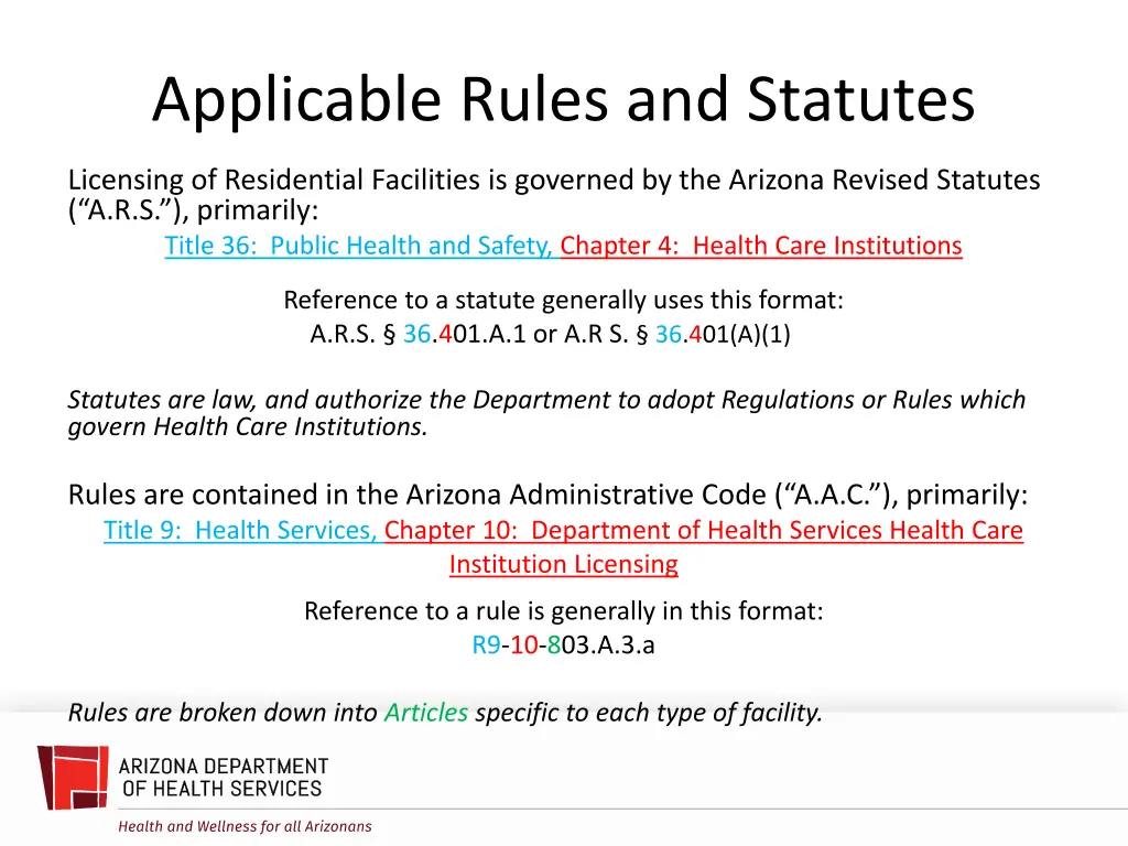 applicable rules and statutes