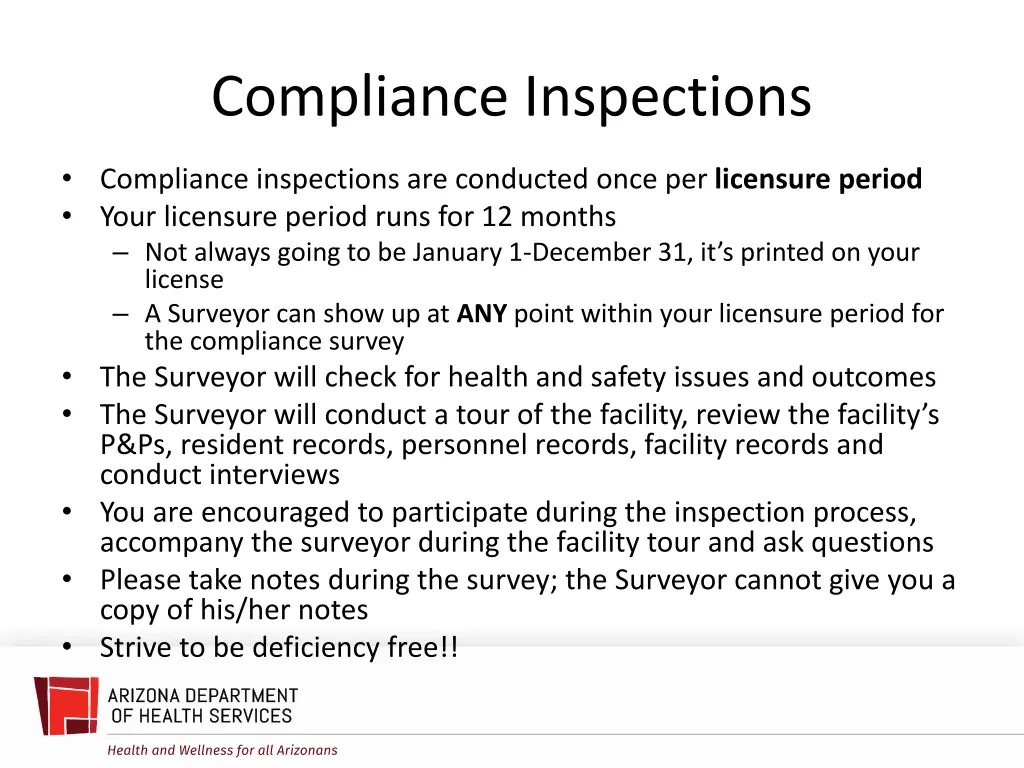 compliance inspections