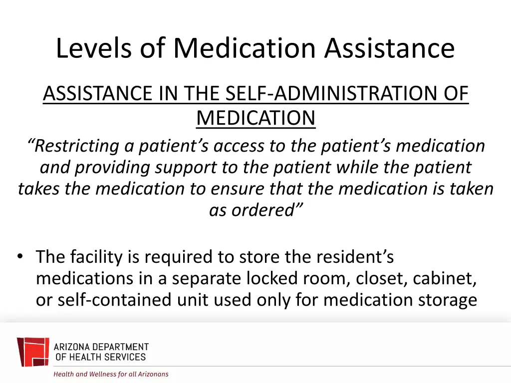 levels of medication assistance 1