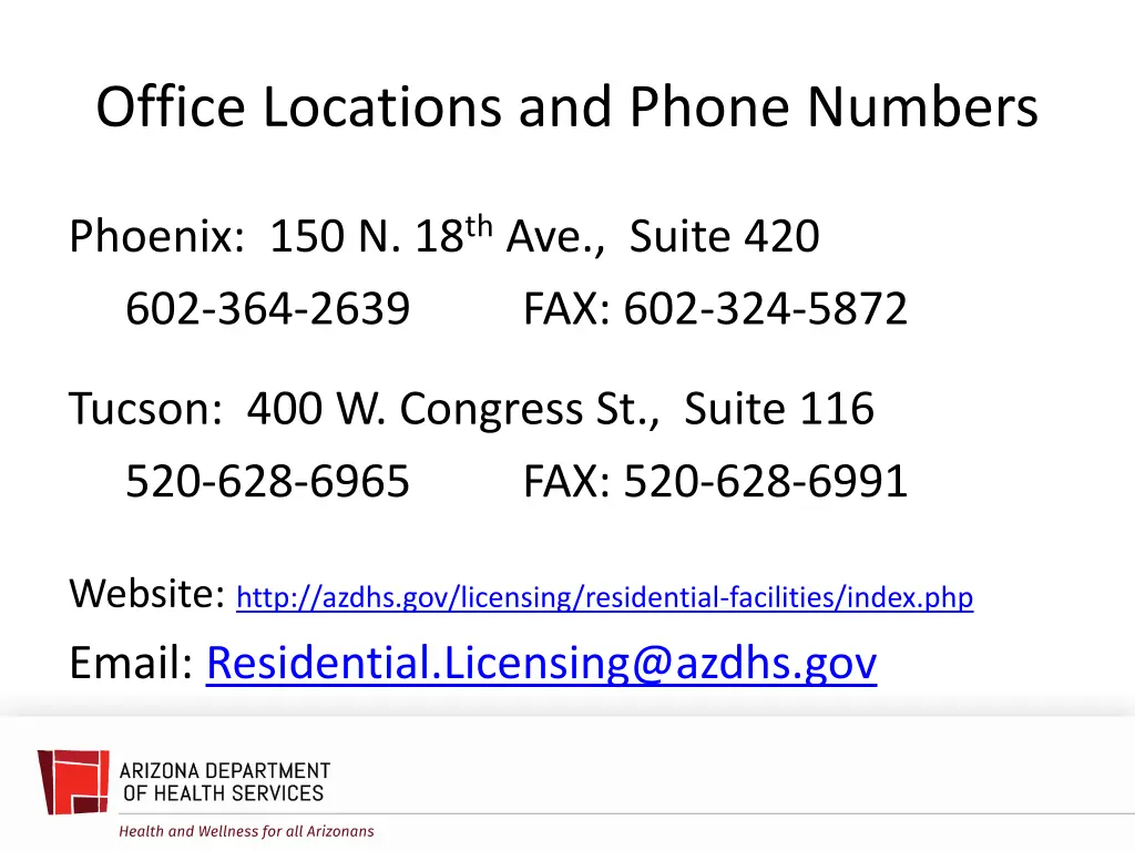 office locations and phone numbers