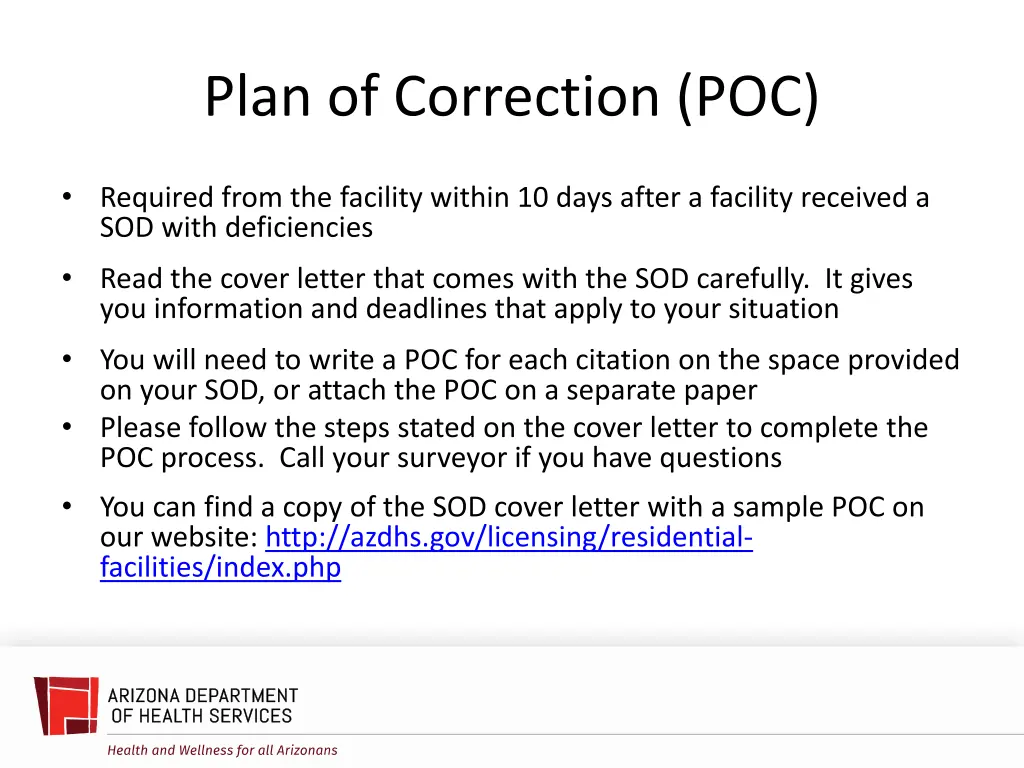 plan of correction poc