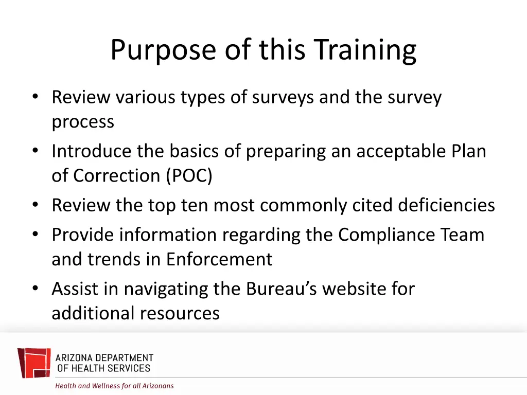 purpose of this training