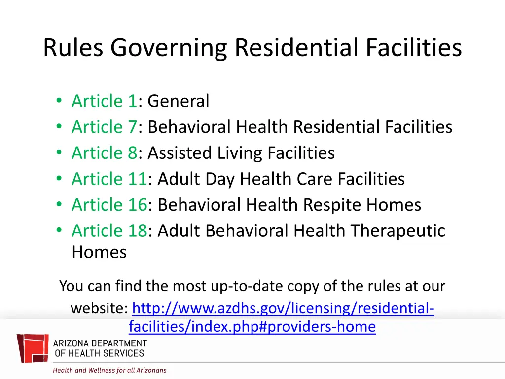 rules governing residential facilities