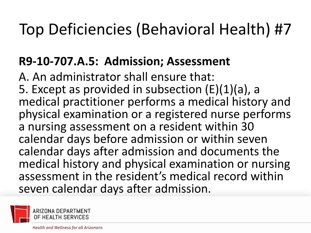 top deficiencies behavioral health 7