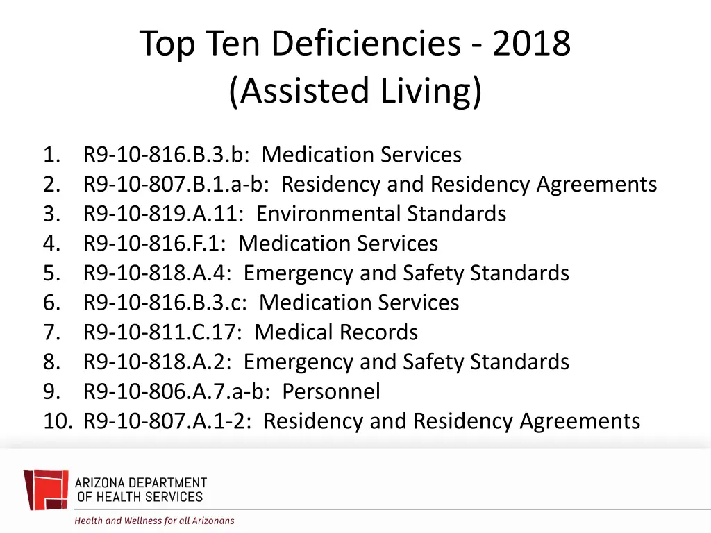 top ten deficiencies 2018 assisted living