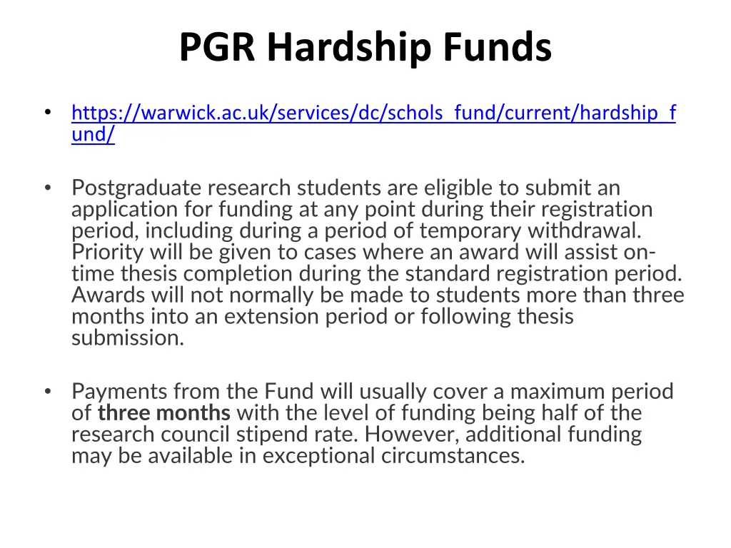 pgr hardship funds