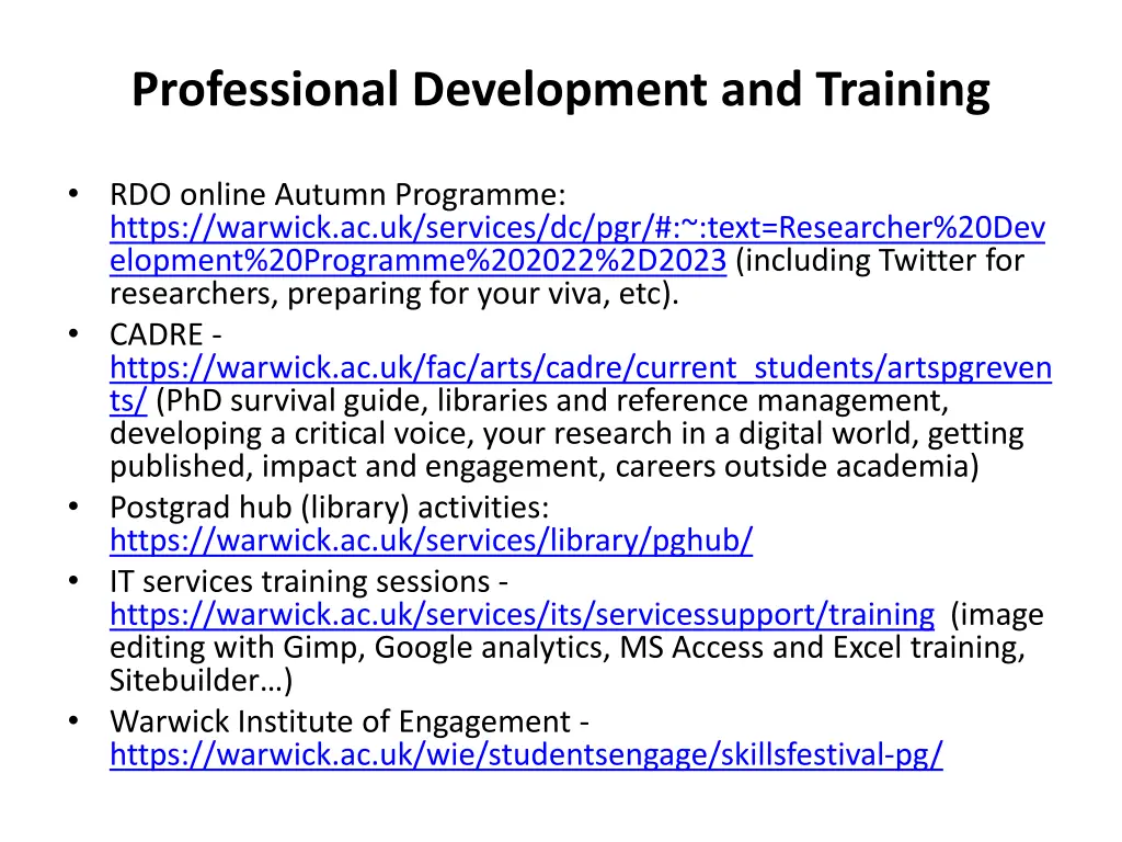 professional development and training