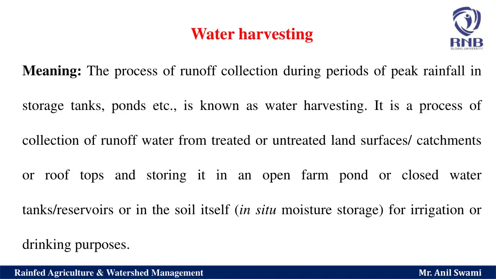 water harvesting 1