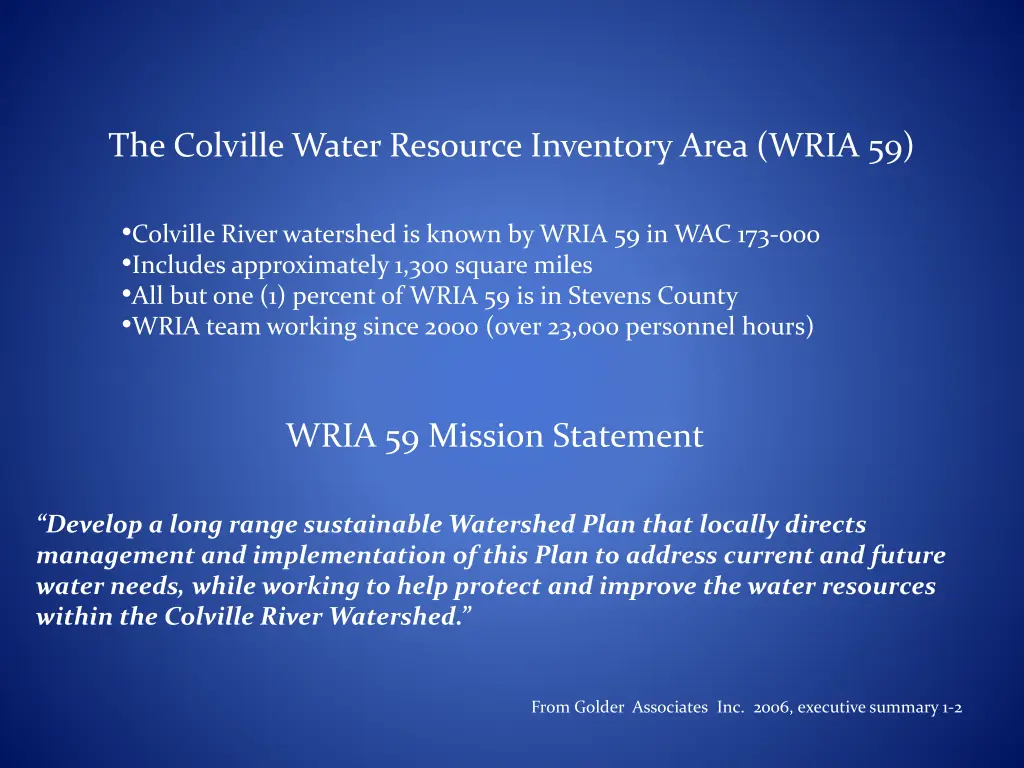 the colville water resource inventory area wria 59