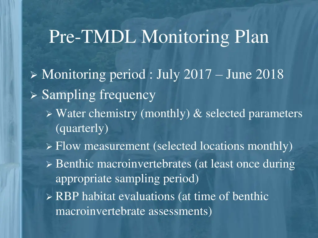 pre tmdl monitoring plan 1