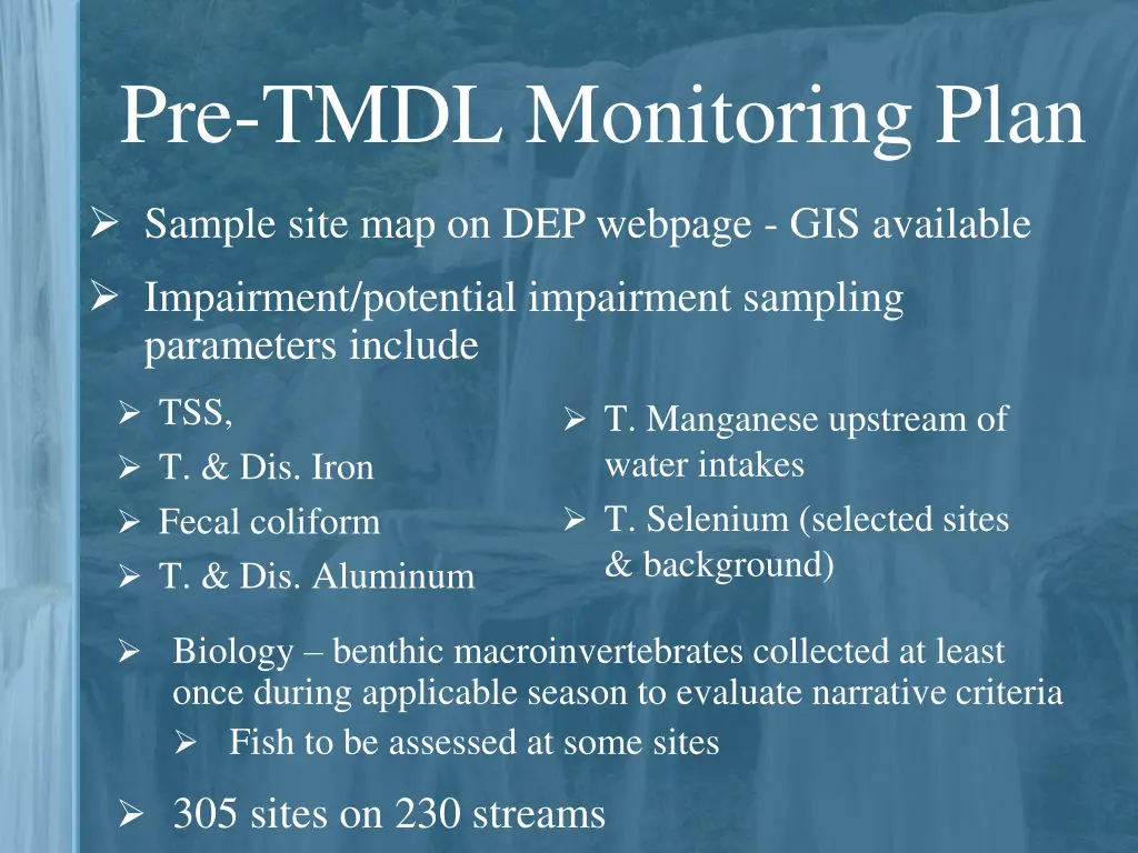 pre tmdl monitoring plan 2