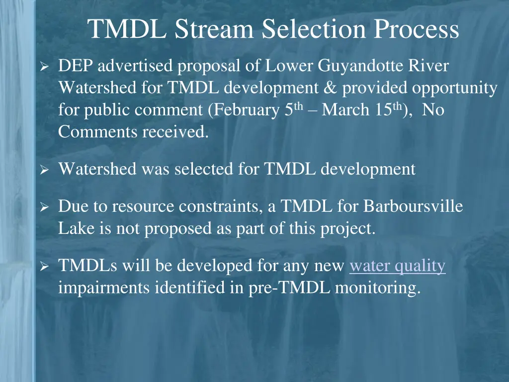 tmdl stream selection process 1