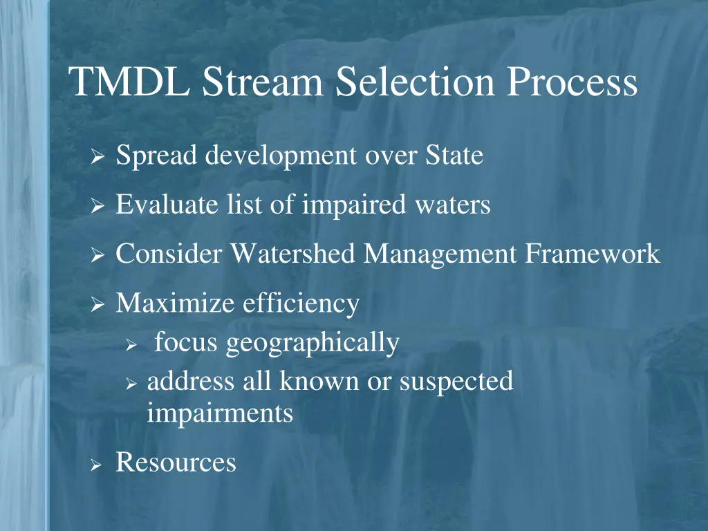 tmdl stream selection process