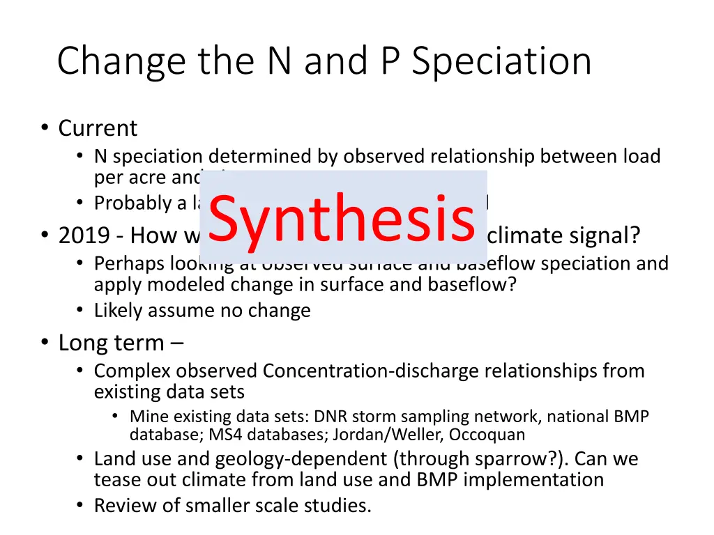 change the n and p speciation 1