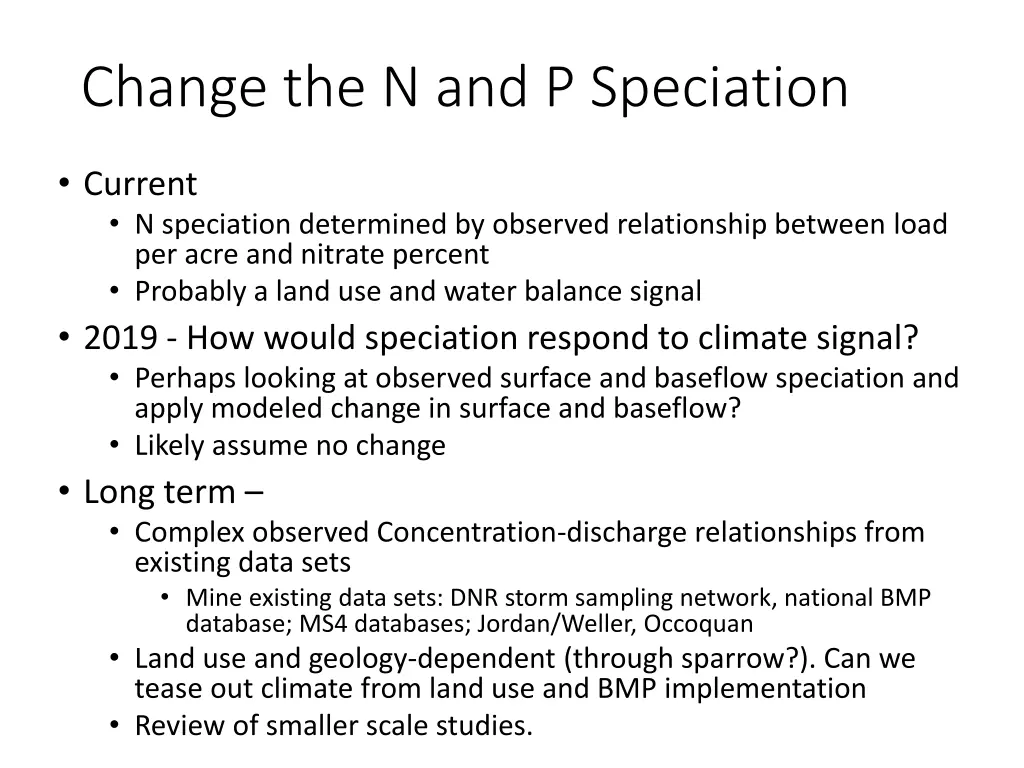 change the n and p speciation