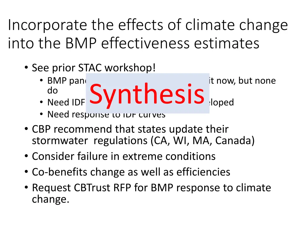 incorporate the effects of climate change into 1