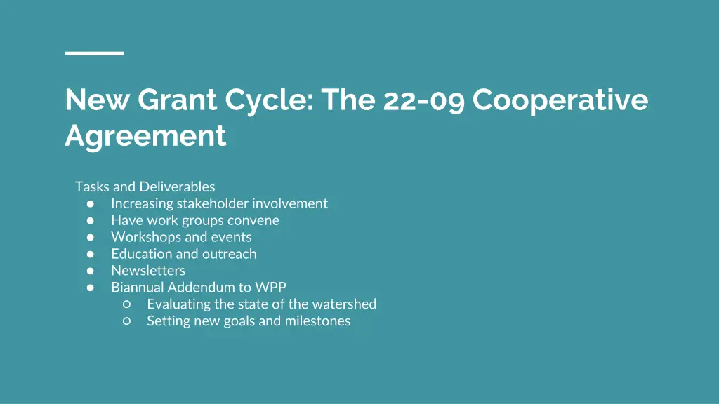 new grant cycle the 22 09 cooperative agreement