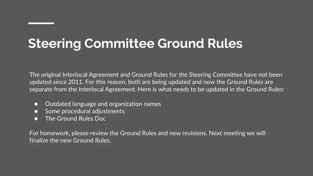 steering committee ground rules