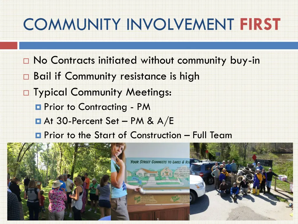 community involvement first