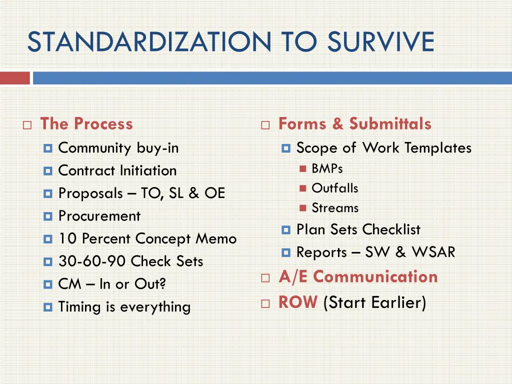 standardization to survive