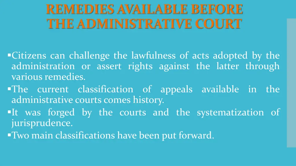 remedies available before the administrative court