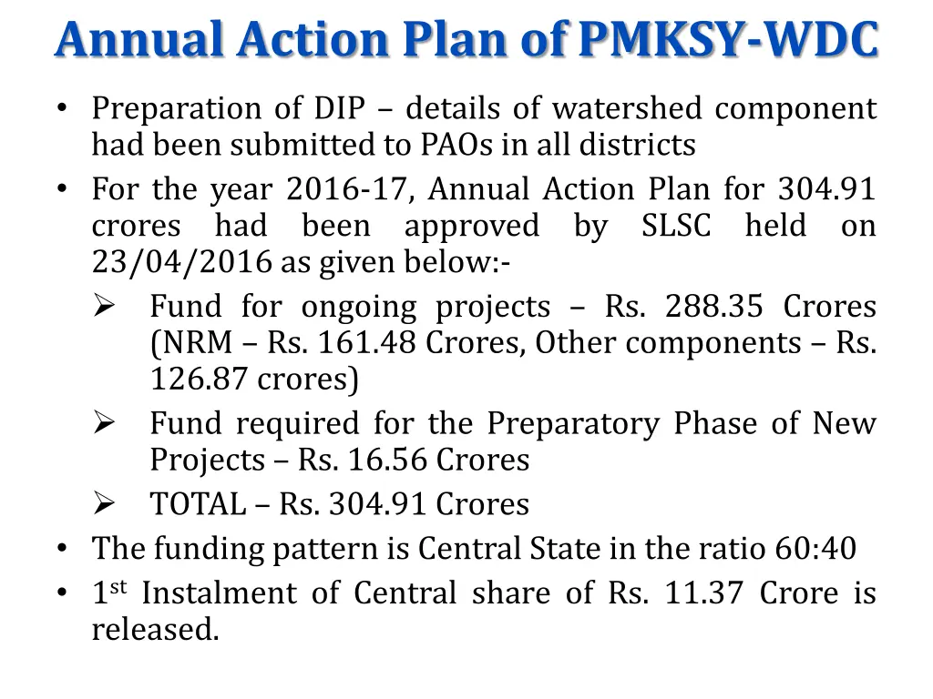 annual action plan of pmksy wdc