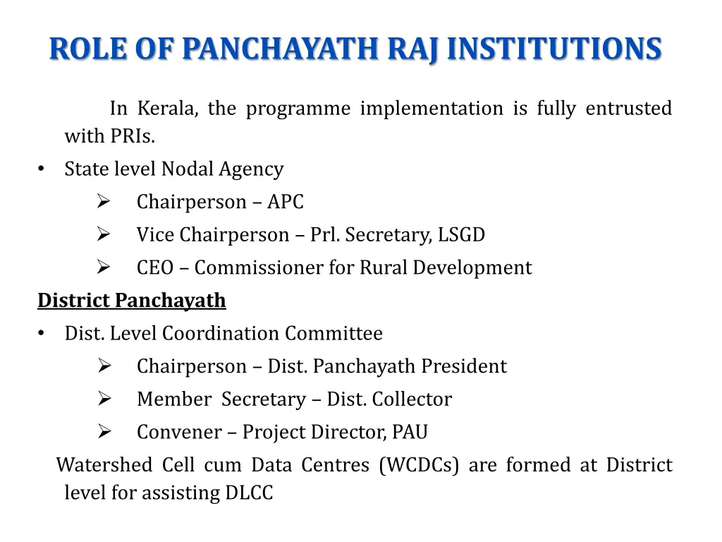 role of panchayath raj institutions