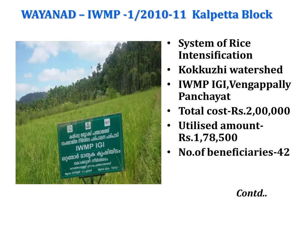 wayanad iwmp 1 2010 11 kalpetta block