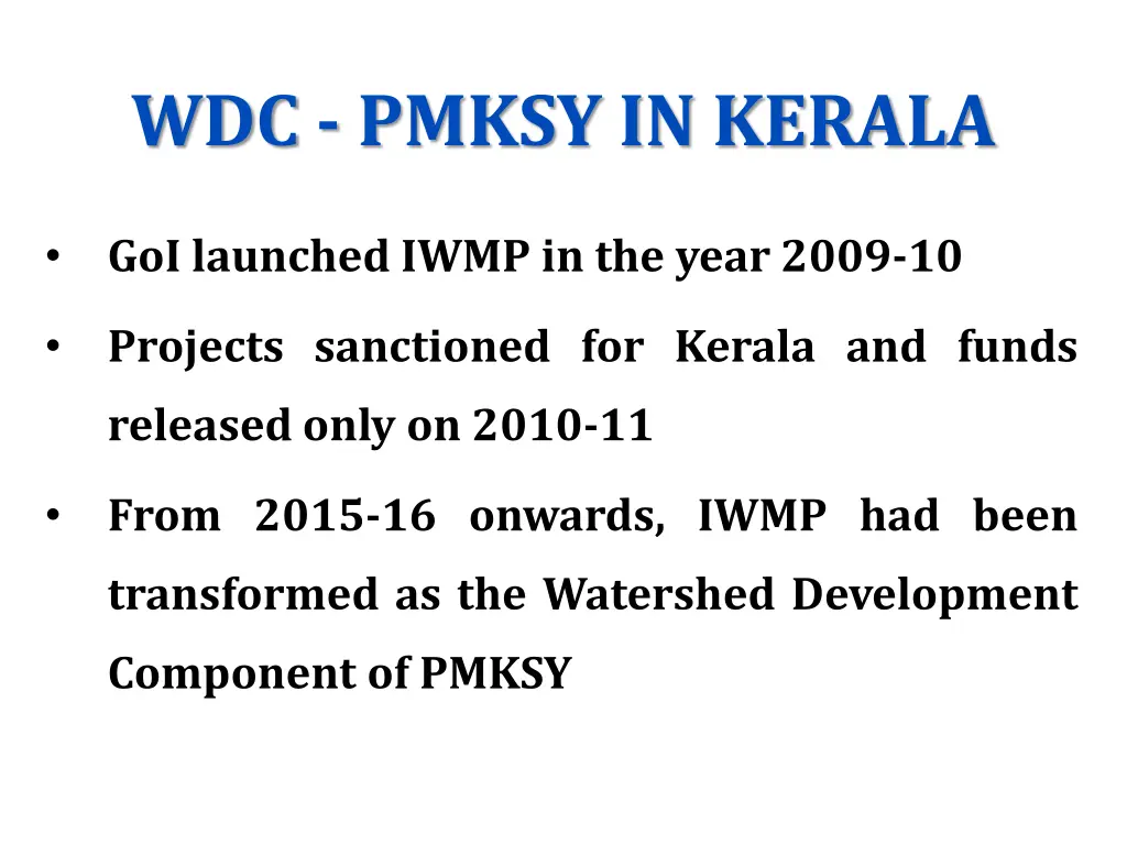 wdc pmksy in kerala