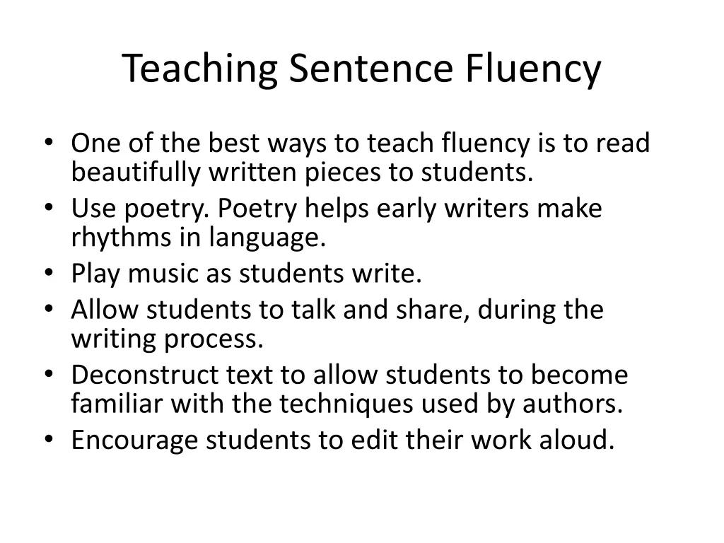 teaching sentence fluency