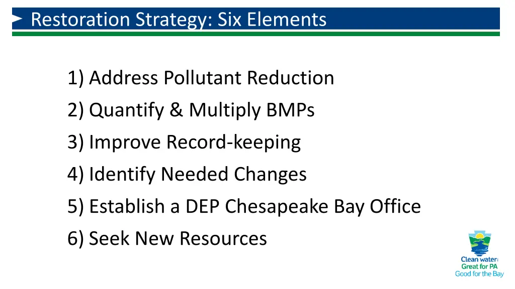 restoration strategy six elements