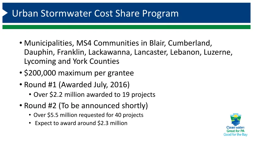 urban stormwater cost share program