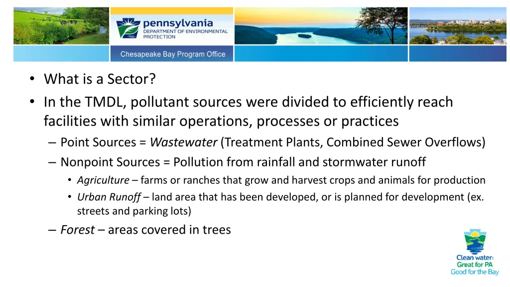 what is a sector in the tmdl pollutant sources