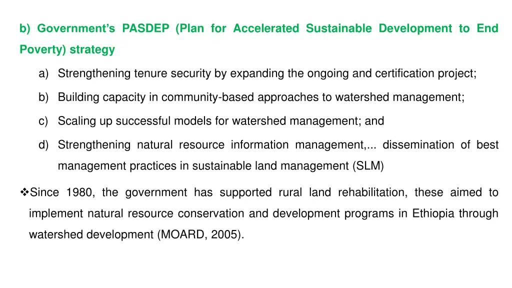 b government s pasdep plan for accelerated