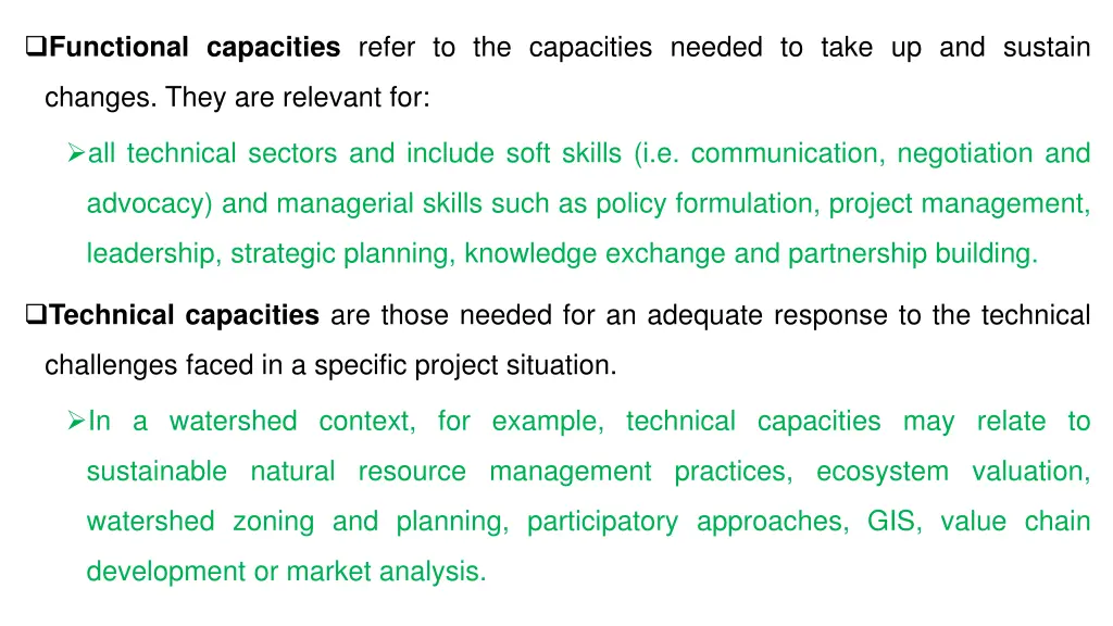 functional capacities refer to the capacities