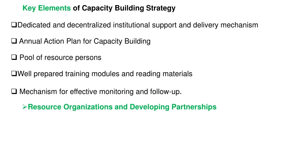 key elements of capacity building strategy